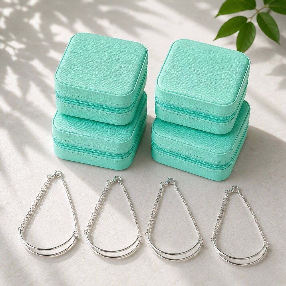 4 Sterling Silver Bracelets with 4 Travel Jewelry Boxes